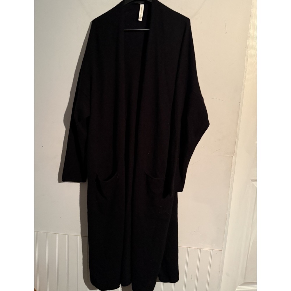 Van Winkle & CO. Luxury‎ Cashmere Shawl Collar Coordinating Duster Size XL Black